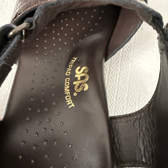 SAS Suntimer Sandals Womens Size 10 M Brown Croc Block Heel Ankle Strap - Picture 5 of 10